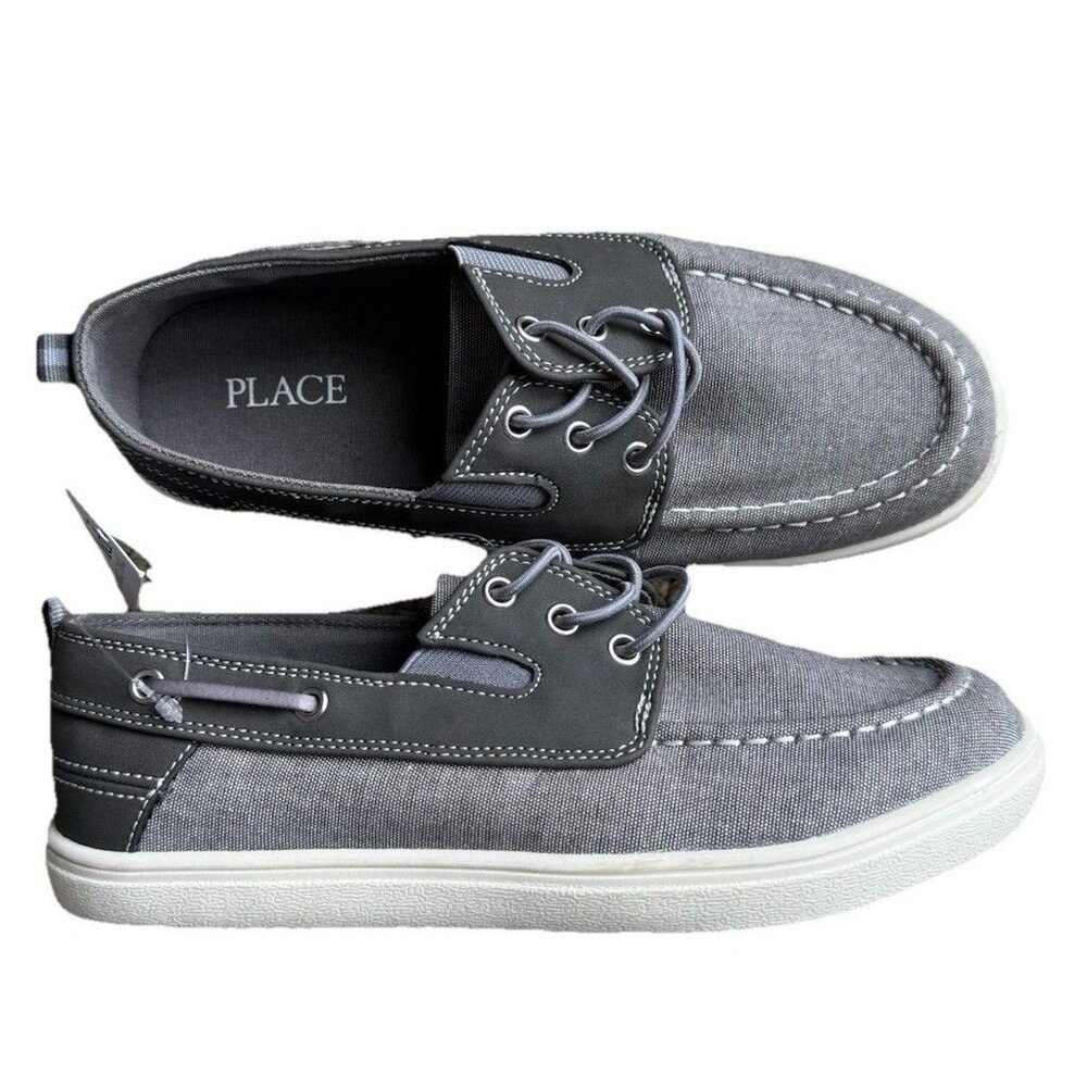 The Childrens Place Casual Dress Shoe Gray Chambray Boat Shoe Boys 4 Spring